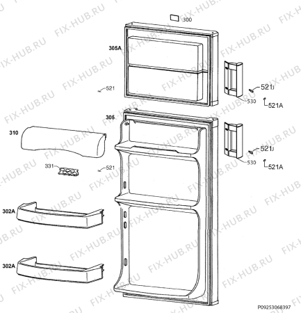 Взрыв-схема холодильника Aeg RDB51811AW - Схема узла Door 003